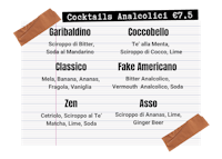 a list of different types of cocktails on a piece of paper